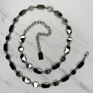 Silver Tone Square Tile Chain Link Belt Large/XL (L/XL) ✨